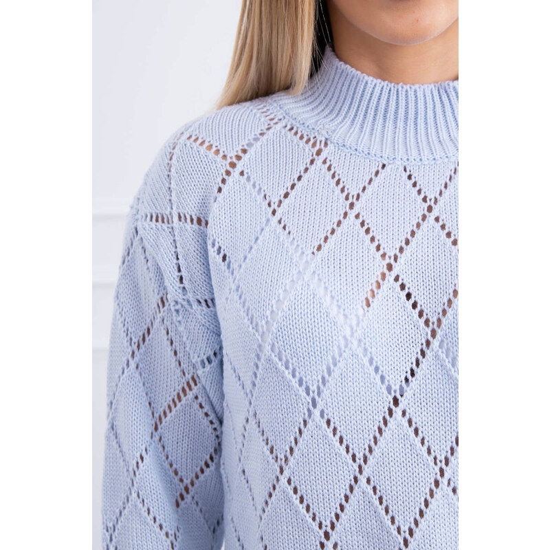 MladaModa Sveter s perforovaným vzorom a stojačikom model 2020-18 58163792