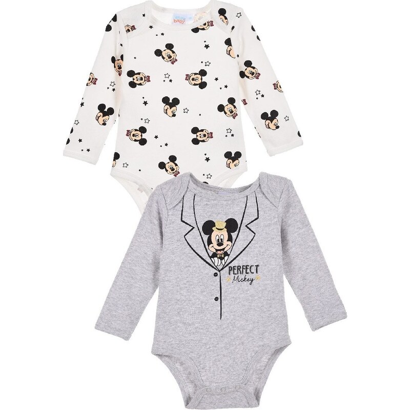 Bielo-sivý set 2 bodyček Mickey Mouse 28545278