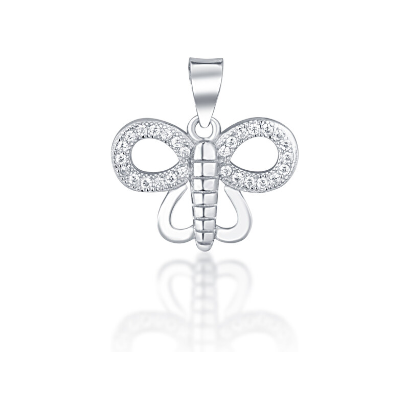 Ligot Strieborný prívesok motýľ so zirkónmi 46720368