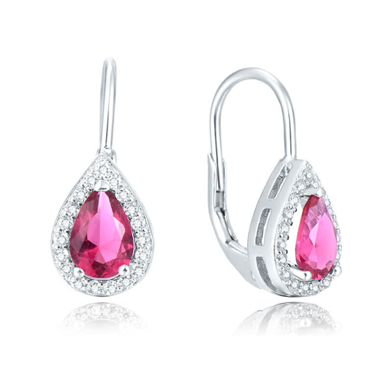 Beneto Strieborné náušnice s ružovými zirkónmi AGUC2227 66590118