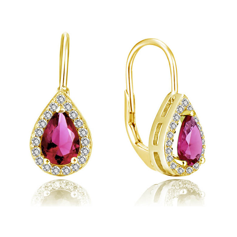 Beneto Pozlátené náušnice s ružovými zirkónmi AGUC2230-GOLD 66586810