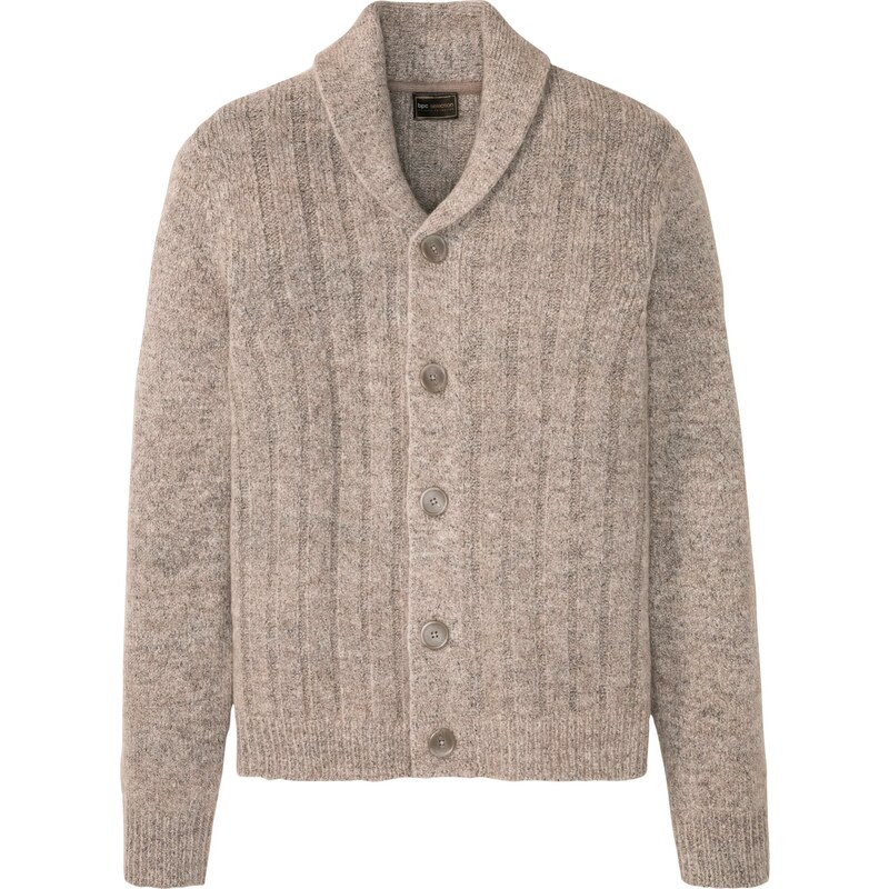 bonprix Pletený sveter s vrúbkovaným vzorom, farba béžová 45480944