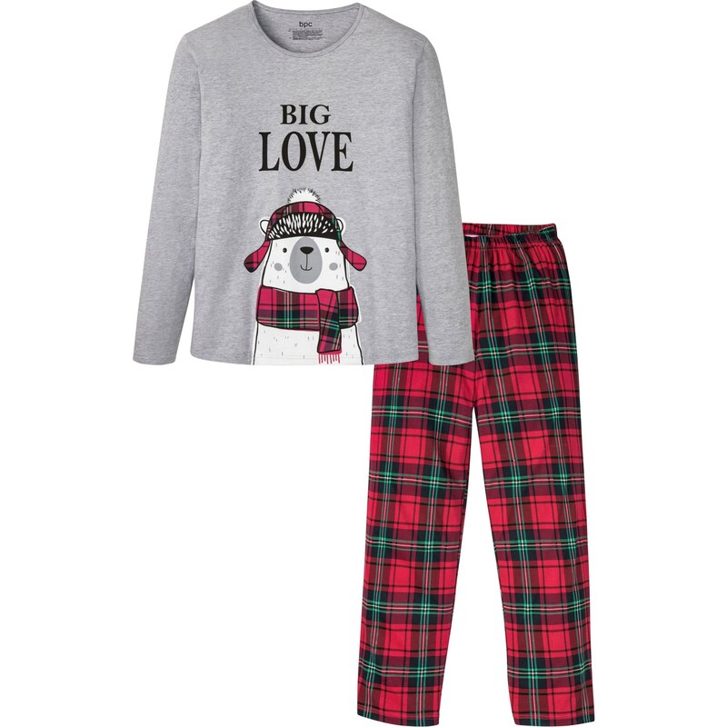 bonprix Pyžamo s bio bavlnou a dlhými rukávmi, farba šedá 47085759