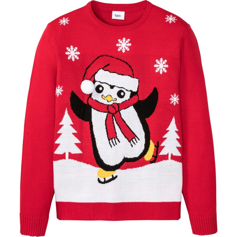 bonprix Pulóver s vianočným motívom, farba červená 44736490