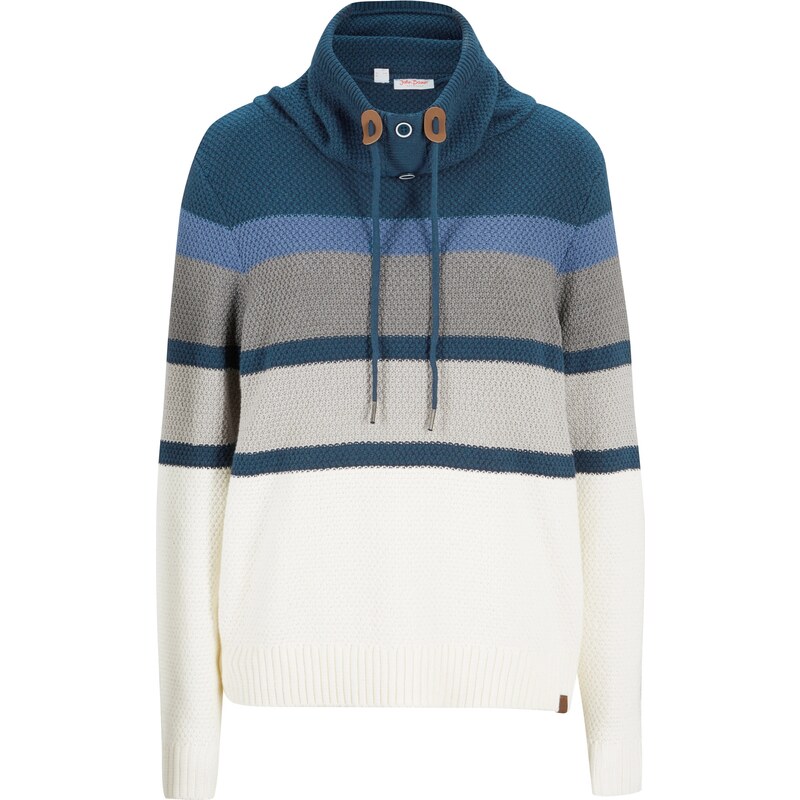 bonprix Pulóver s golierom, farba modrá 45204088