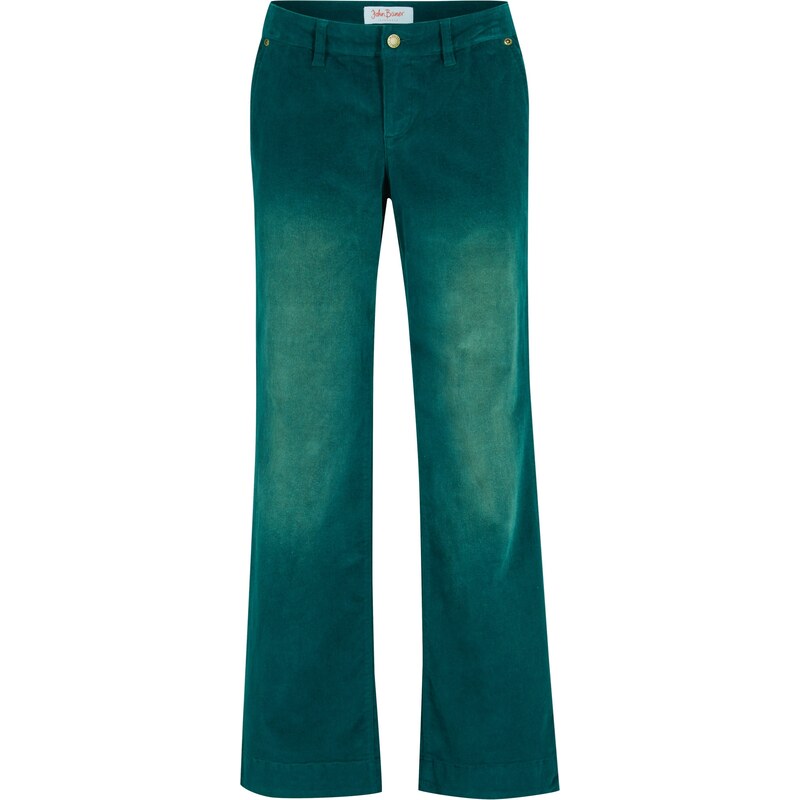 bonprix Strečové kordové nohavice, Wide, farba zelená 47548677