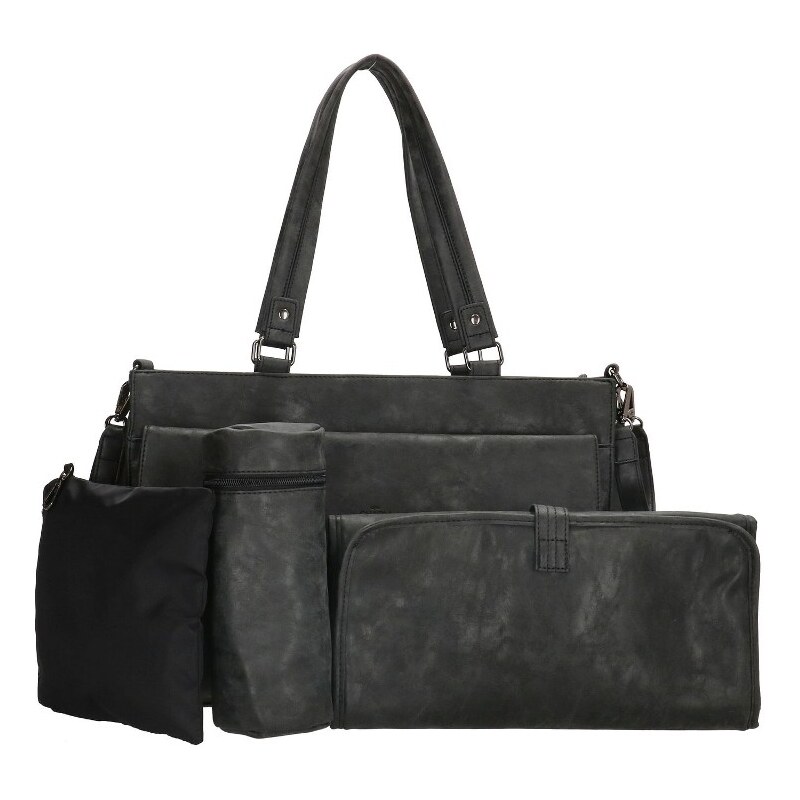 Charm London Čierny 4-set prebaľovacia kabelka ku kočíku „Family“ 28560534