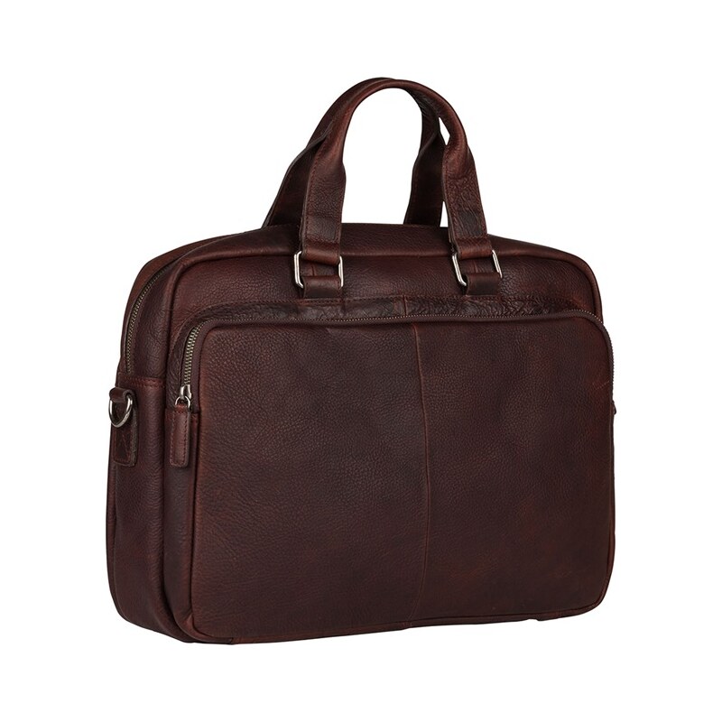 BURKELY Kožená taška na notebook Burkely Luca tm. hnědá 28748452