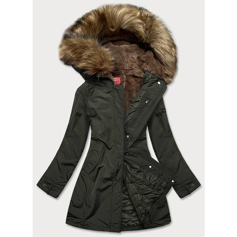 LHD Dámska zimná bunda v khaki farbe (m21309) 66085154