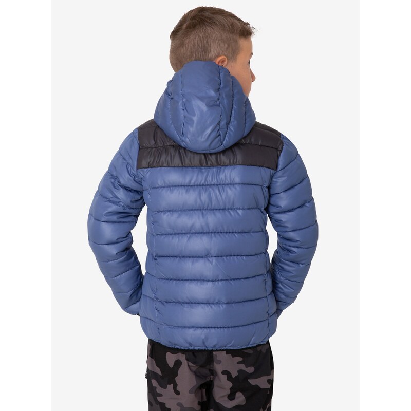 Čierno-modrá chlapčenská prešívaná zimná bunda s kapucou SAM 73 Karl