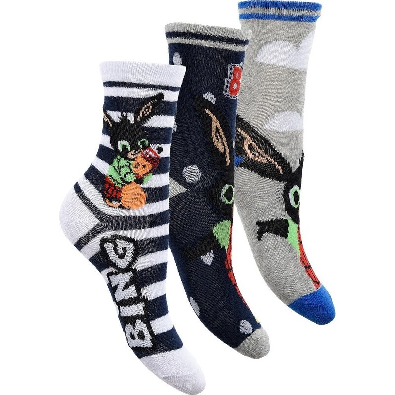 Trojbalenie ponožiek Bing - biela-modrá-sivá 28643894