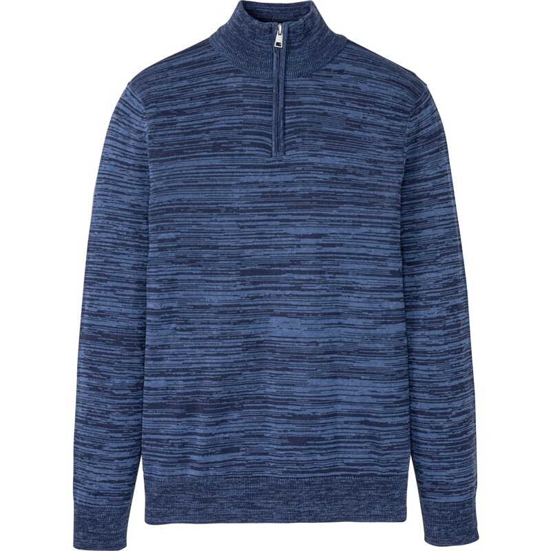 bonprix Melírovaný pulóver s bavlnou, farba modrá 46385787