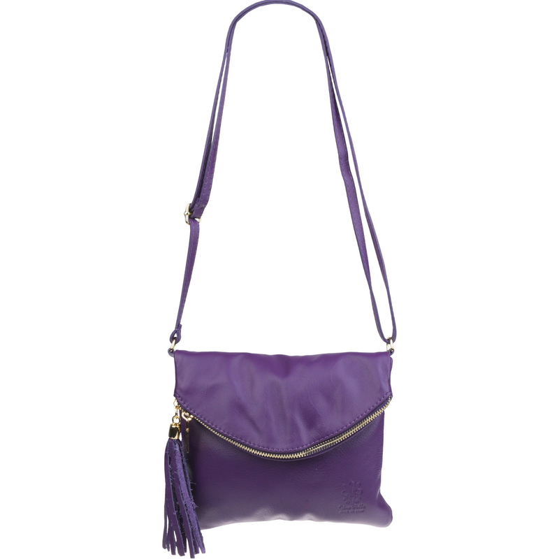 Fialová kožená talianska crossbody kabelka Tina Viola Scura 62468940