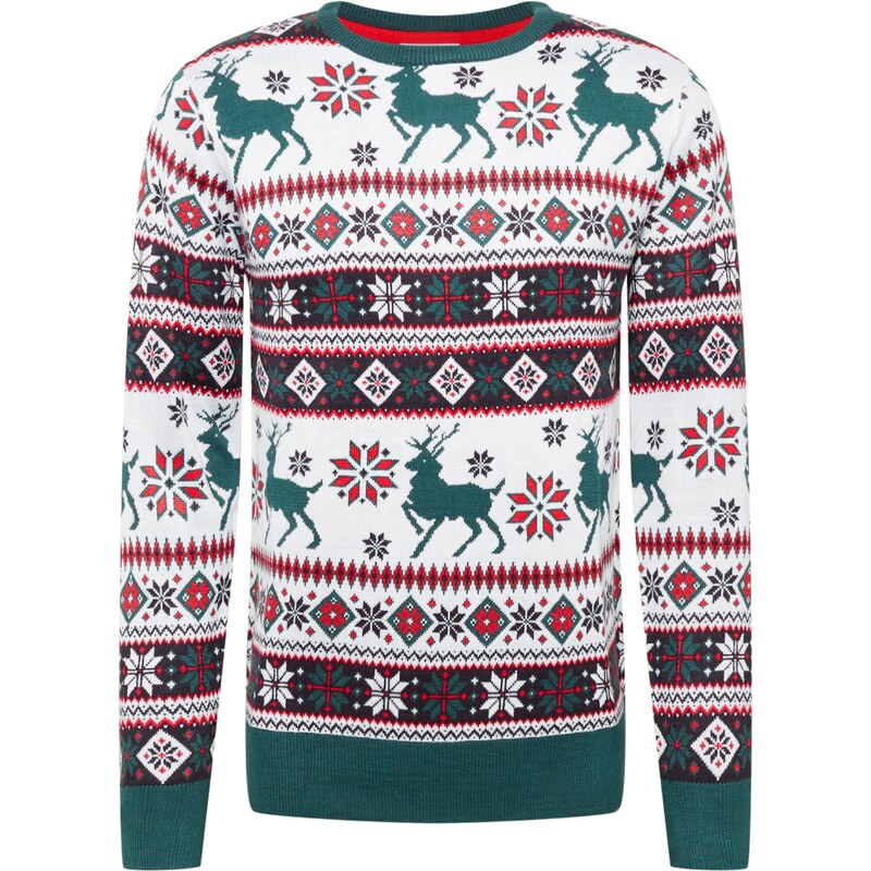 Lindbergh Sveter Christmas zelená / oranžovo červená / biela 66199461