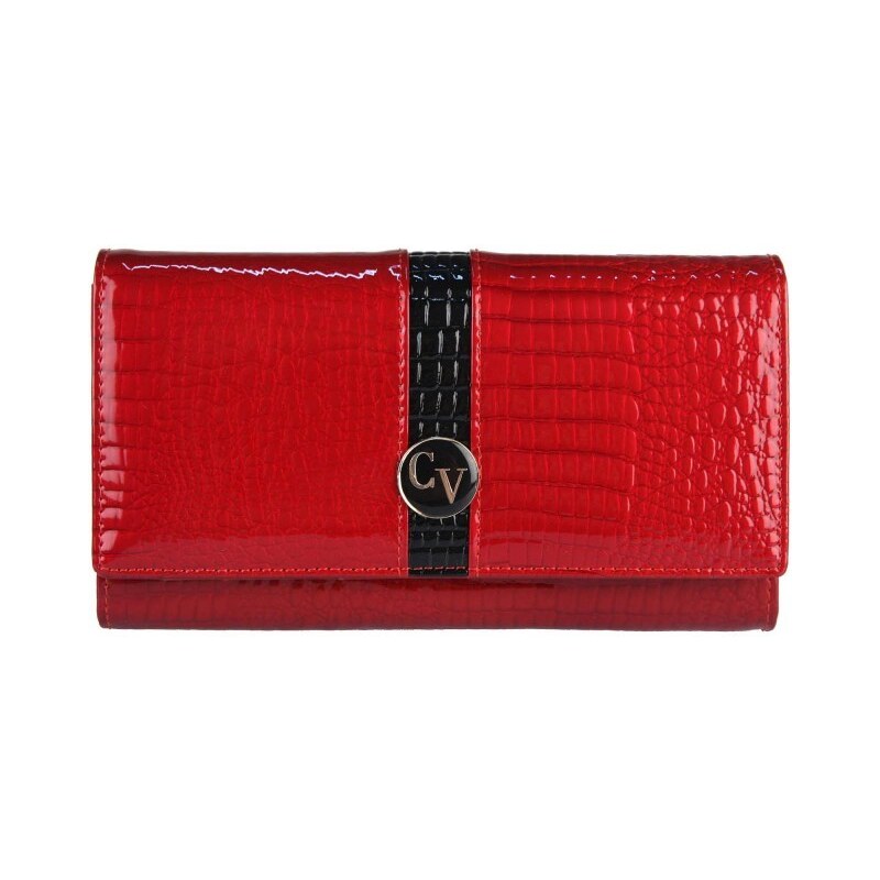 Dámska kožená peňaženka v krabičke Cavaldi so vzorom hadej kože H22-3-RS červená