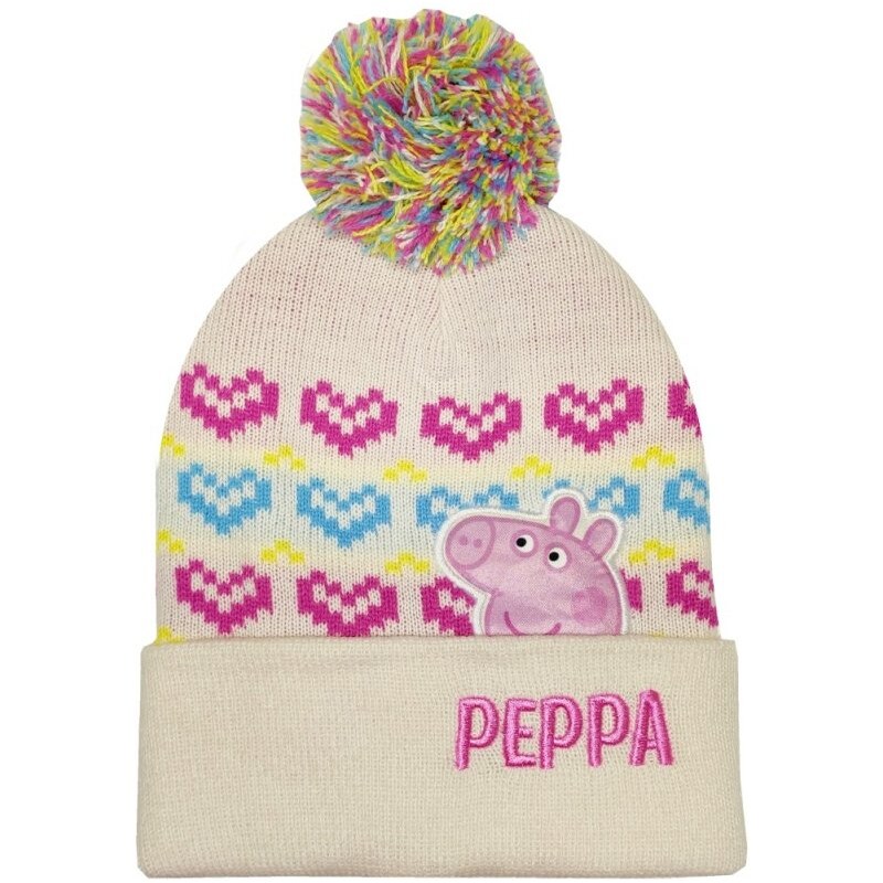 E plus M Detská / dievčenská zimná čiapka s pestrofarebným brmbolcom Prasiatko Peppa
