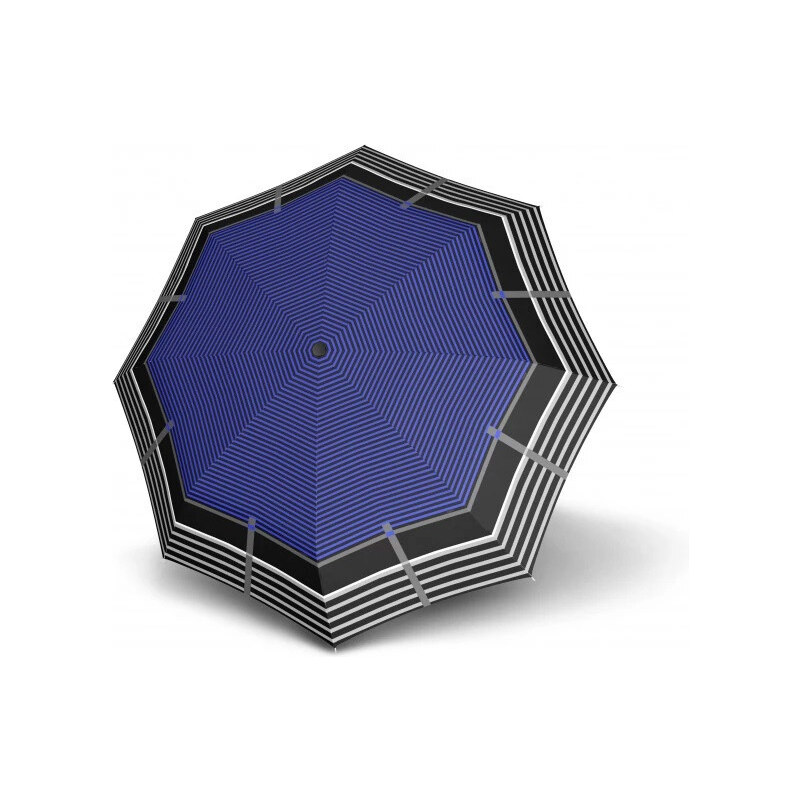 Tmavomodrý pruhovaný skladací plne automatický dámsky dáždnik Amiyah