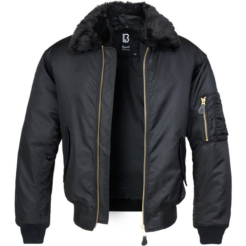BRANDIT bunda MA2 Jacket Fur Collar Čierna