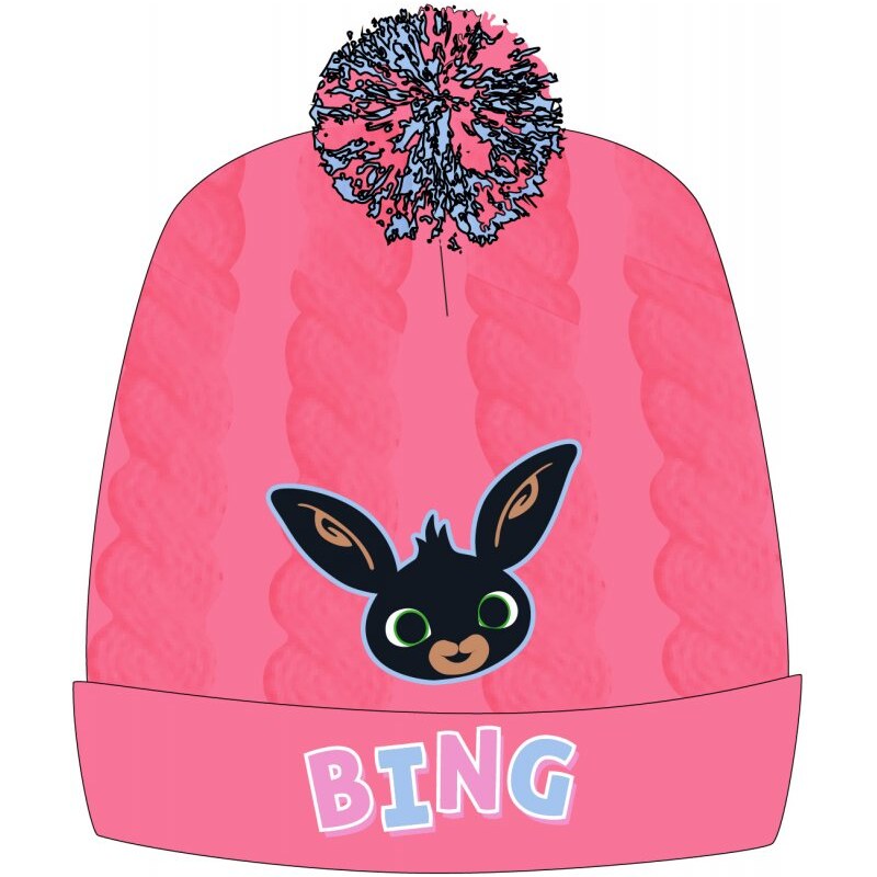 E plus M Detská / dievčenská pletená čiapka s brmbolcom Zajačik Bing