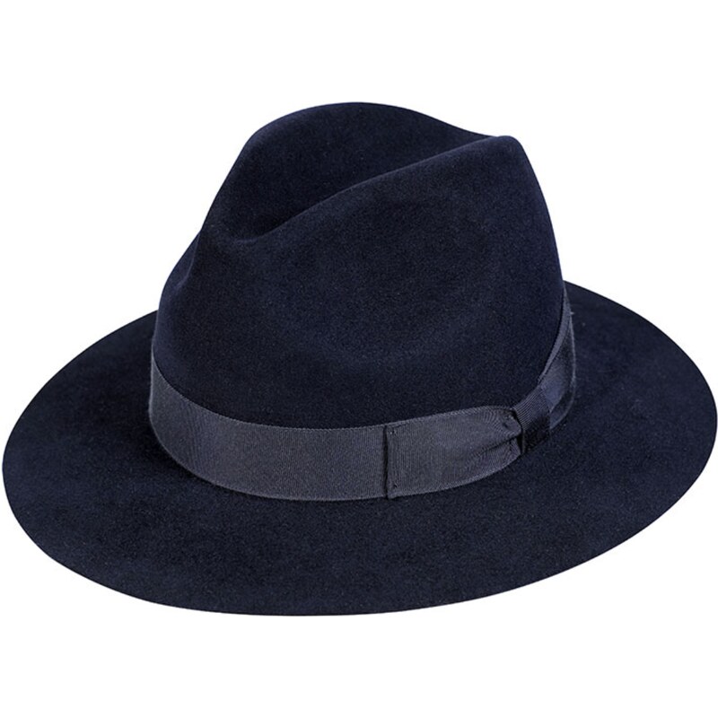 Fiebig - Headwear since 1903 Modrý luxusný klobúk Fiebig - Fedora z králičej srsti