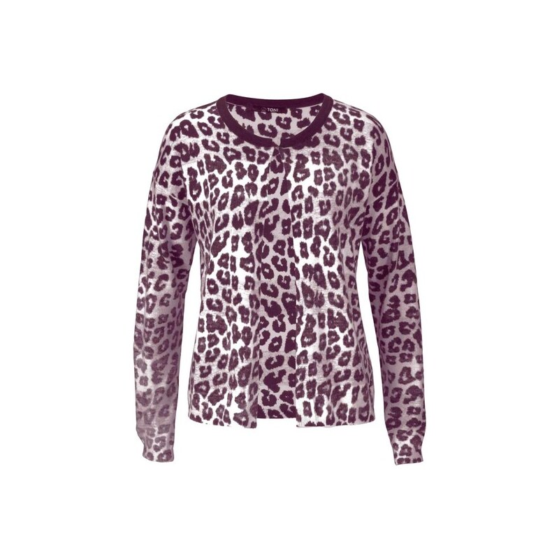E-shop Kardigán s leopardím vzorom a kašmírom TONI, bordovo-biely