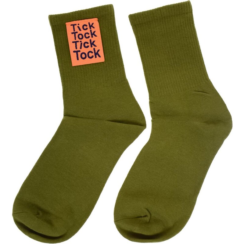 AURA.VIA Dámske tmavozelené ponožky TICK/TOCK