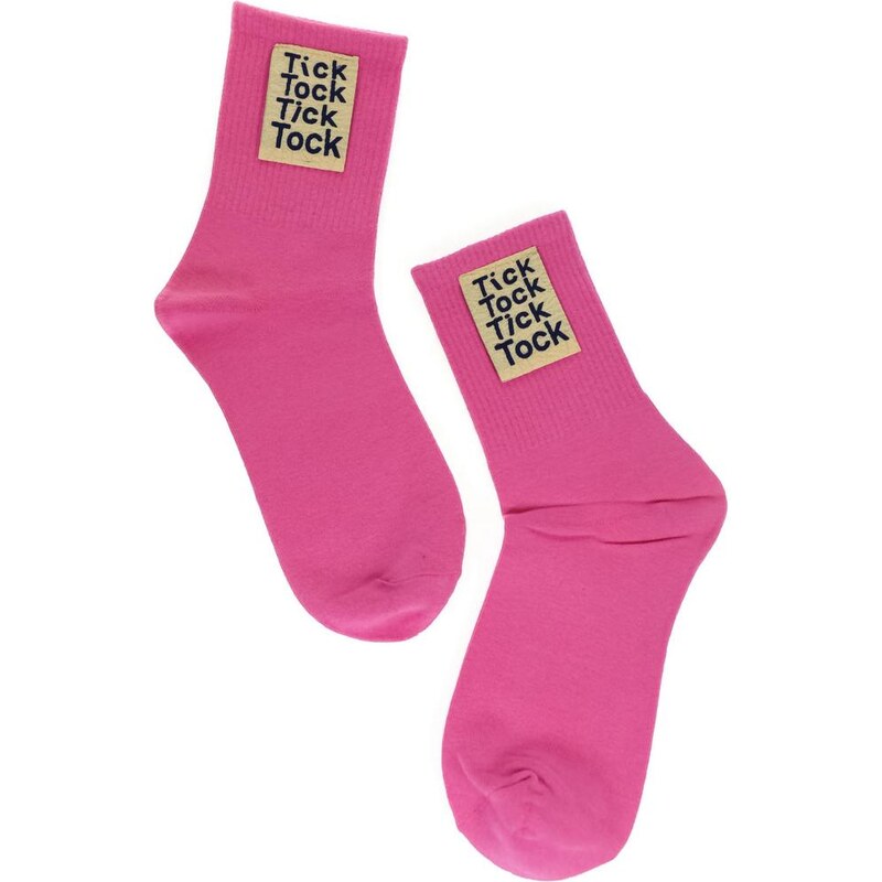 AURA.VIA Dámske ružové ponožky TICK/TOCK