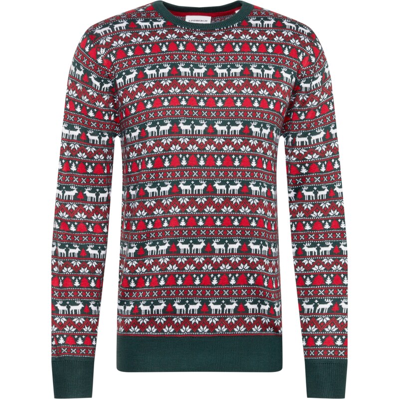 Lindbergh Sveter Christmas tmavozelená / červená / biela 66221942