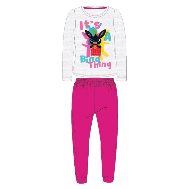 E plus M Dievčenské bavlnené pyžamo s dlhým rukávom zajačik Bing - ružové
