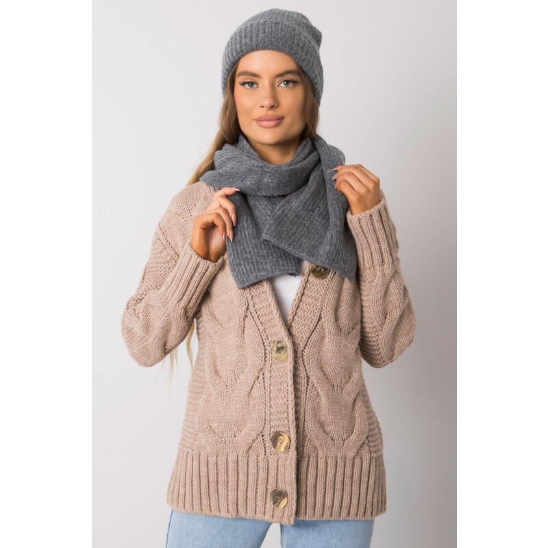 MladaModa Komplet - dámska čiapka + šál model 2013 grafitový 28959278