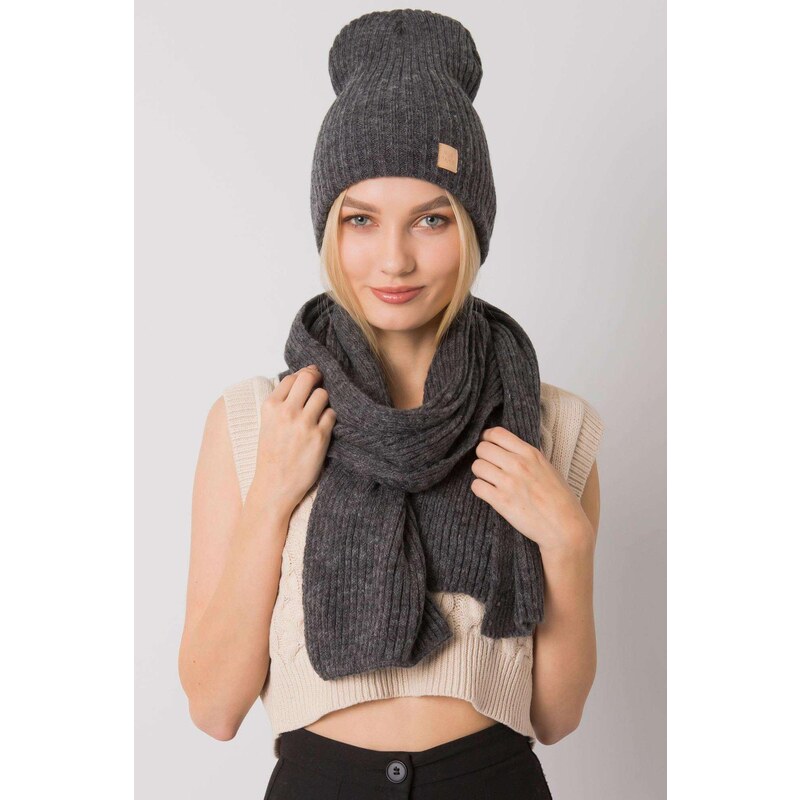 MladaModa Komplet - dámska čiapka + šál 3622 grafitový 28959274