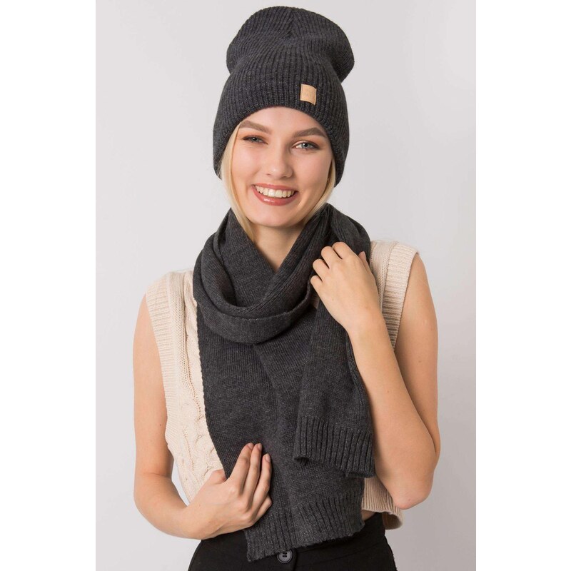 MladaModa Komplet - dámska čiapka + šál 3768 grafitový 28959266