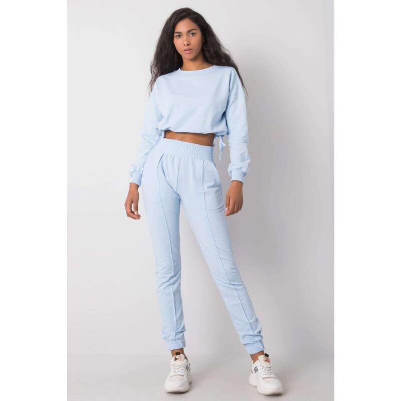 MladaModa Tepláková súprava Laila s crop-topovou mikinou svetlomodrá 28959296