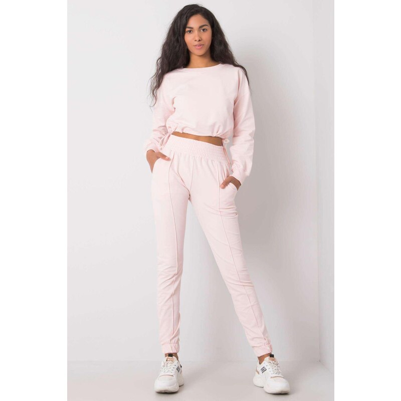 MladaModa Tepláková súprava Laila s crop-topovou mikinou pudrovo 28959311