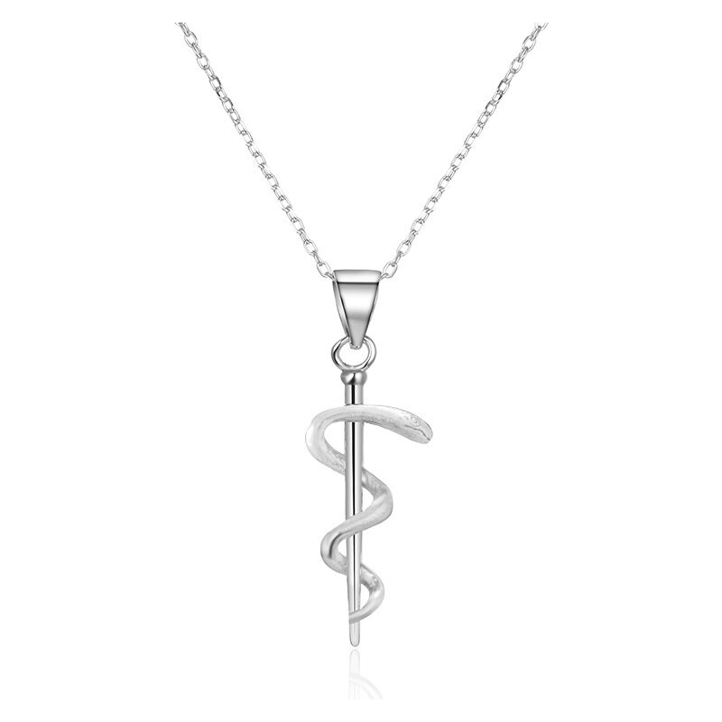 Beneto Strieborný náhrdelník s príveskom Asklepiova palica AGS1152/47 66581094