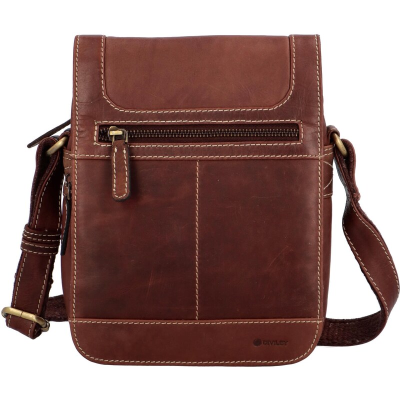 Diviley Pánska kožená crossbody Atrey-5, hnedá 64830995