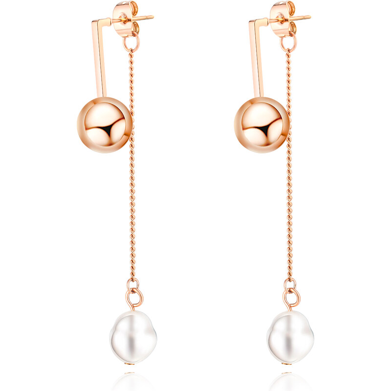 Troli Krásne visiace náušnice s perlou 2v1 Rose zlaté VGE573 66585287
