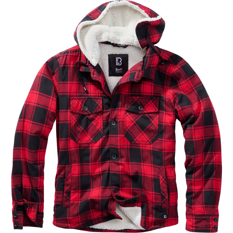 BRANDIT bunda Lumberjacket hooded Červeno-čierna
