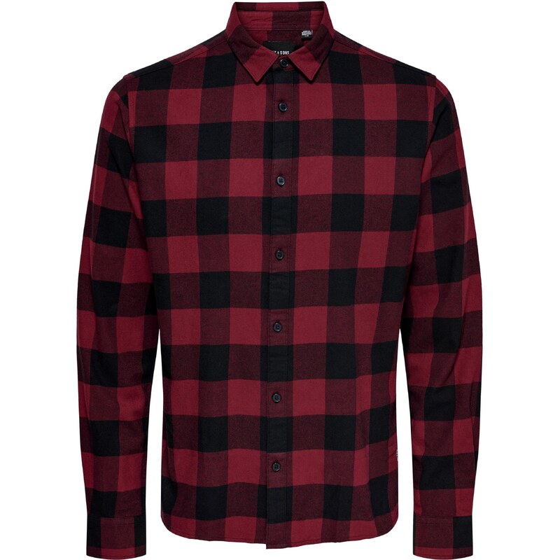 Only & Sons Košeľa Gudmund hrdzavo červená / čierna 19063790