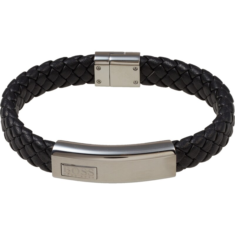 HUGO Náramok Lander čierna / strieborná 32746243