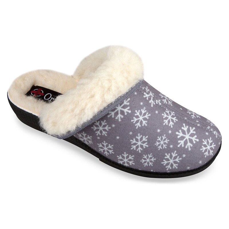 Mjartan dámske papuče s kožušinkou- vločky sivé 29236380