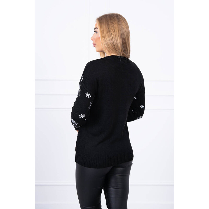MladaModa Vianočný sveter so sobmi model 2021-22 čierny 28994729