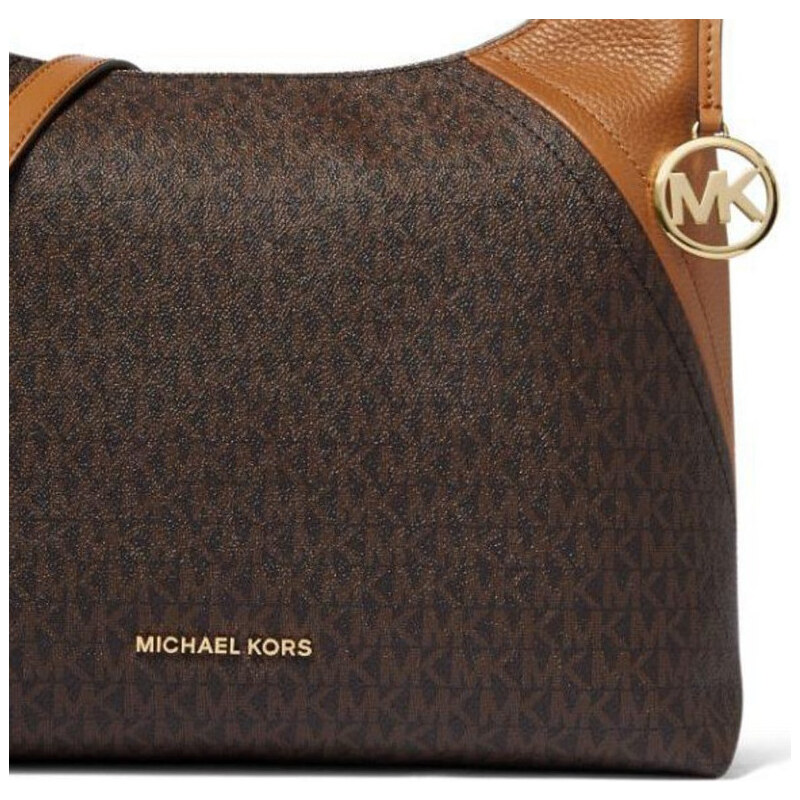 Michael Kors Aria Signature Shoulder Bag Brown Acorn
