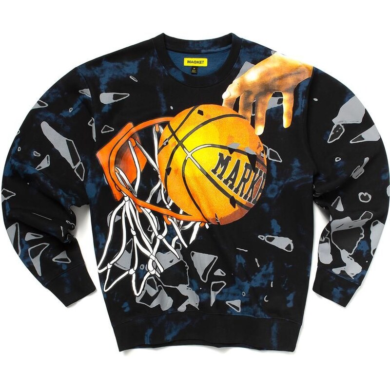 Market Shattered Backboard Tie-Dye Crewneck Black - Pánske - Mikina 66355679