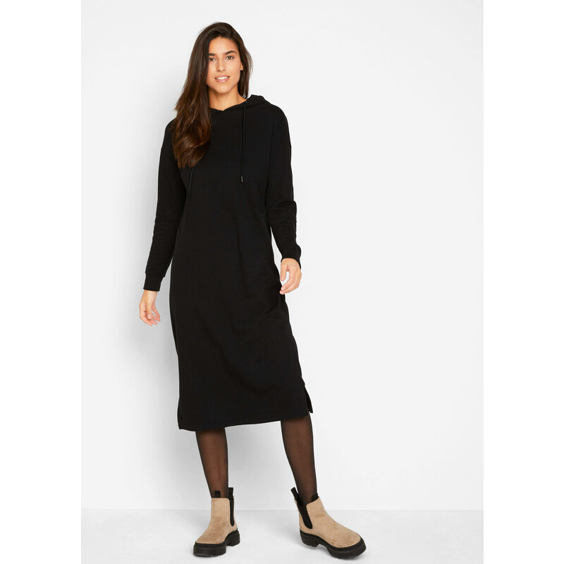 bonprix Mikinové šaty, oversized, farba čierna 45936732