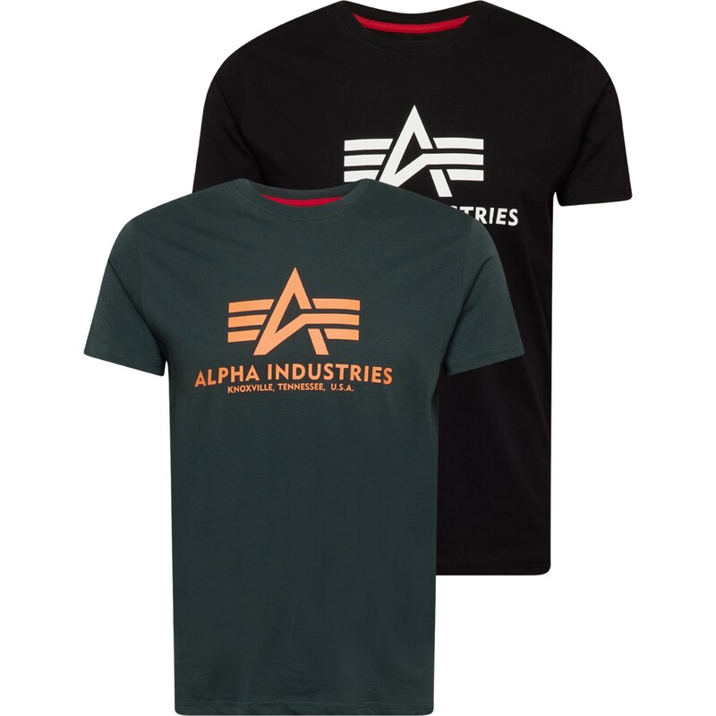 ALPHA INDUSTRIES Tričko jedľová / svetlooranžová / čierna / biela 29131653