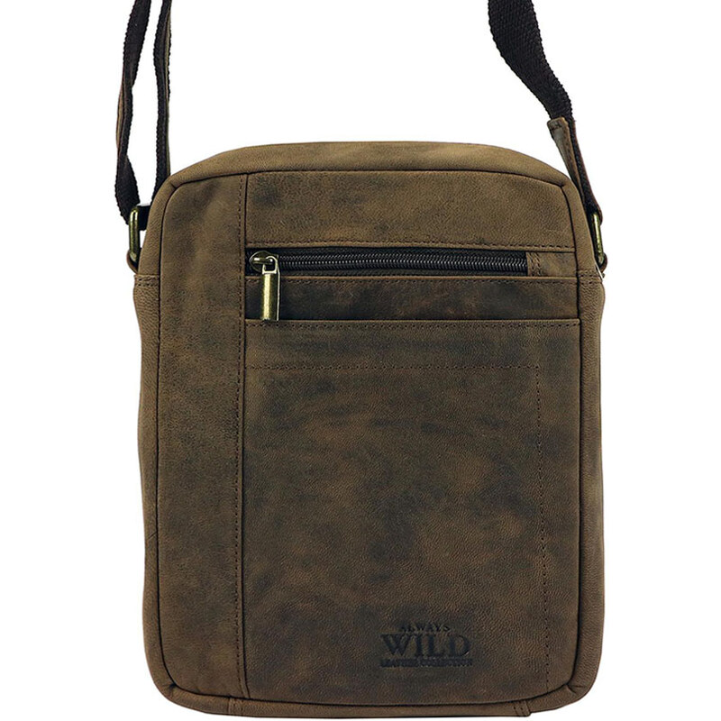 Hnedá pánska taška z brúsenej kože Wild L8022 29117891