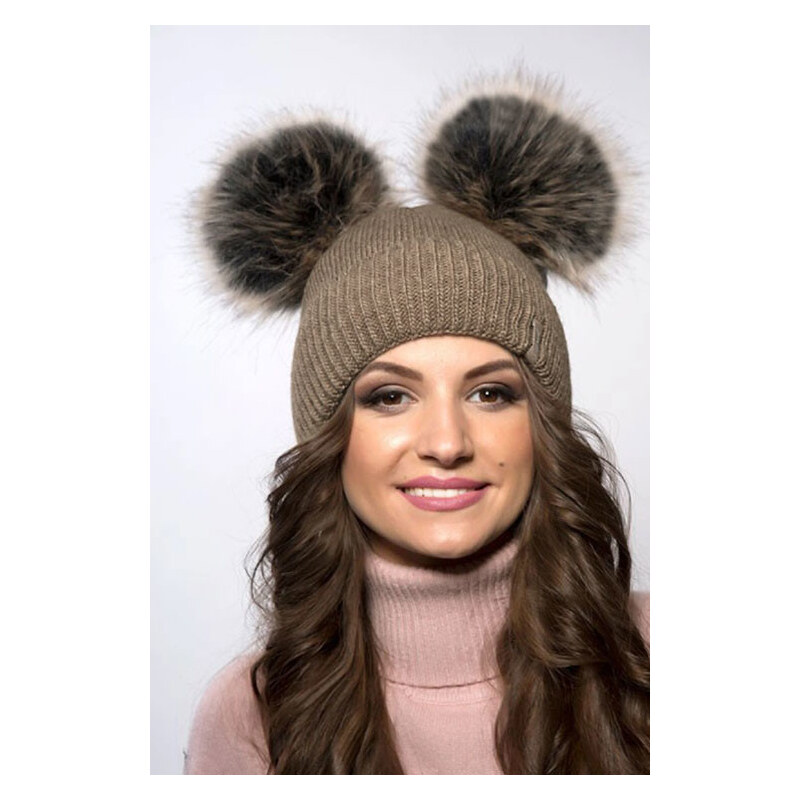 Glara Dámska čiapka s chlpatými brmbolcami 36957102