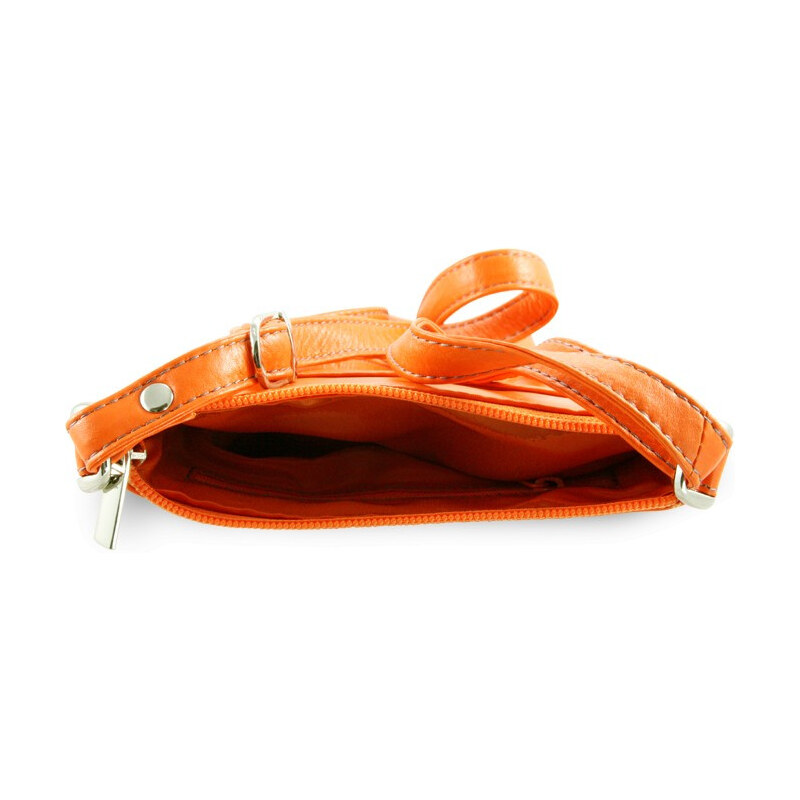 Arwel Oranžová dámska kožená zipsová crossbody kabelka Jenny
