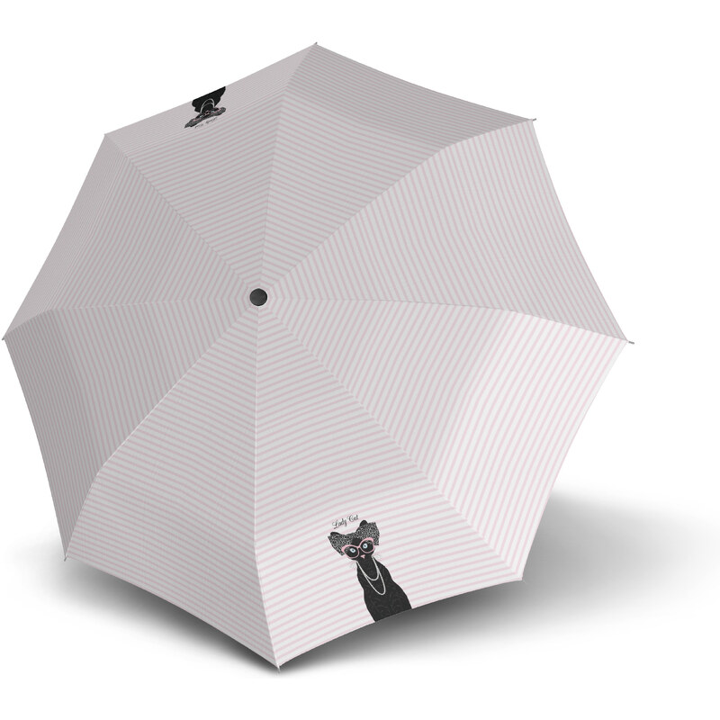 Ružovo-biely pruhovaný dámsky plne automatický skladací dáždnik Avril